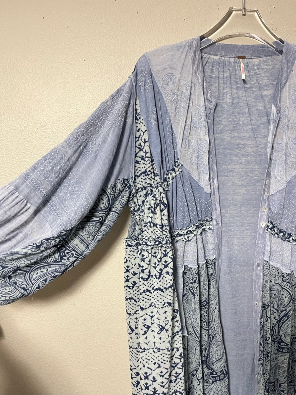 Free People Blue Oh My Mix Print Maxi Dress Women’s S Boho Cottage Prairie - Picture 6 of 11